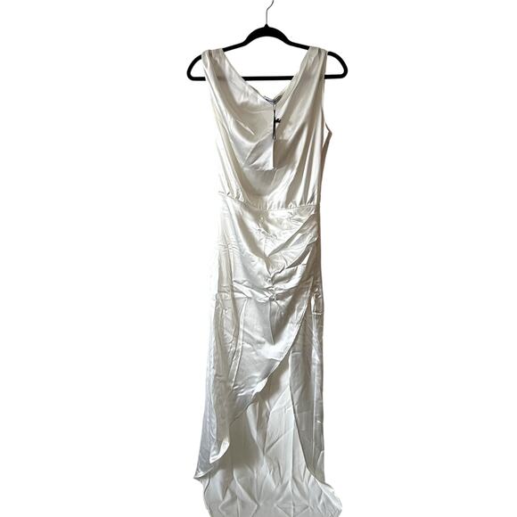 Nonchalant Label Dinah One Shoulder Satin Formal Maxi Dress White size S C5 - Picture 3 of 6